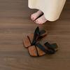 2025 Nuevas Sandalias de Diapositiva de Punta Cuadrada Estilo Francés con Ropa Exterior para Mujer Zapatillas de Tacón Bajo Sandalias Simples de Vestir para Mujer