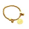 Pulsera de cuentas redondas no se desvanece acero de titanio pulsera de moda de lujo ligero europea y americana pulsera hip hop ins joyería para parejas