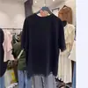 Camiseta de Manga Curta Renda Letras Costuradas Estilo Coreano Retrô High-End para Mulheres Verão Estilo Coreano Doce Solta Versátil Top