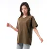 200g Verano Mujer Manga Corta Blanca Holgada Top Color Sólido Casual Cuello Redondo Camiseta de Punto Manga Corta Suministro
