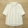 Camisa de Manga Corta de Color Sólido Estilo Japonés para Mujer, Corte Holgado, Versátil, Cuello Camisero Plegable Artístico, Versión Delgada Verano 2026