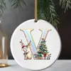 Adornos navideños 26 letras del alfabeto pequeño ciervo colgante acrílico 2D árbol de Navidad decoración del hogar navideña