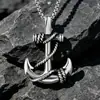 Collar con Colgante de Ancla Vieja de la Marina Europea y Americana Accesorios de Acero Inoxidable de Anzuelo de Pescador Pirata Collar para Hombre Sp408