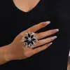 Anillo de Flor con Forma de Diamante Nuevo, Exquisito y Elegante, Accesorios de Moda y Creativos