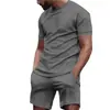 Traje de Dos Piezas de Verano para Correr y Fitness: Top de Camiseta de Manga Corta con Estampado de Puntos Cruzados + Shorts de 5 Puntos de Color Liso