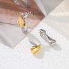 Pendientes con personalidad de gota de agua de dos colores, estilo europeo y americano, con textura de costura de metal, pendientes transfronterizos al por mayor