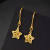 Pendientes geométricos de estrella de cinco puntas dorada de Vietnam pendientes latón chapado en oro estrella de cinco puntas Trébol moda femenina gancho para la oreja