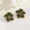 Brincos de flor plissados com gota de óleo da moda coreana para mulheres, atmosféricos, de alto nível, temperamento simples, brincos s925, brincos atacado