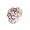 Anillos de Colores con Circonitas de Moda Más Vendidos en Comercio Exterior Europeo y Americano, Joyería Creativa de Cobre Transfronteriza, Accesorios de Mano Ligeros de Lujo para Mujer, Anillos de Fiesta
