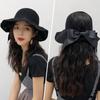 22 Primavera e Verão Nova Mulher Chapéu de Malha Internet Celebrante Dobrável Proteção Solar Chapéu de Sol Arco Feminino Chapéu de Palha Top Vazio
