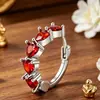 Amazon Europeo y Americano Transfronterizo Producto Nuevo Coloridos Brillantes Forma de Corazón Clips para Orejas Cobre Moda Lujo Ligero Versátiles Pendientes de Mujer Venta al por Mayor