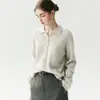 Nova coleção de outono: suéter de tricô feminino de gola alta polo, de mangas compridas, modelagem solta e versátil em cashmere, macio e confortável para usar em camadas