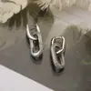 Pendientes de Diseño de Nicho de Moda Nuevos 2025 para Mujer Pendientes Personalizados de Moda Hebilla de Oreja Ovalada de Diamante Completo Hebilla de Oreja de Doble Anillo para Mujer