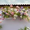 Arranjo de Flores Artificiais Estilo Monet para Exterior Flores de Solo Rosa Púrpura Decoração de Fundo de Casamento Layout Flores para Caminho de Casamento Banquete de Noivado