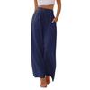2025 Amazon Temu Aliexpress Estándar Europeo y Americano Pantalones de Lino Sueltos Casuales con Bolsillos y Cordón de Ajuste de Pierna Ancha para Mujer