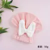 Touca de banho feminina e touca para secar cabelo, espessa, super absorvente, secagem rápida, design fofo de laço, toalha para secar cabelo em fleece coral, atacado
