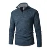 Suéter de punto de invierno transfronterizo nuevo para hombre con media cremallera, moderno y a la moda, forrado de felpa y engrosado para uso casual