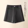 Pantalones cortos de lana grises para mujer, nueva colección otoño/invierno 2026, talla petite, versátiles, adelgazantes, de cintura alta, corte A, pierna ancha, bootcut