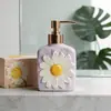 Exportación Europea y Americana Personalizada Exquisita Cerámica con Relieve Pintado Flor Estéreo Botella Dispensadora de Gel Antibacterial para Baño con Alto Aspecto
