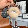 Lindo Estampado de Leopardo Lazo Pelo de Conejo Mini Pompón Llavero de Coche Colgante Bola de Felpa Decoración de Mochila Regalo