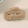 Pinza de Garra Cuadrada de Pelo Sintético de Visón para Otoño e Invierno, Pinza de Tiburón de Peluche Hecha a Mano de Alta Gama, Pinza de Garra Grande para el Cabello, Accesorios para el Cabello al por Mayor
