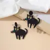 Um Par de Brincos de Gato Preto, Tulipas Rosas, Design de Moda Criativo, Material Acrílico, Festa de Halloween