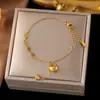 Pulseira de Aço Titânio de Alta Qualidade Que Não Desbota Leve Luxo Versátil Estilo Ins Banhada a Ouro 18K Joia de Mão Exquisita de Ponta
