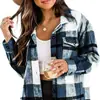 Amazon wish2022 Chaqueta de franela europea y americana casual a cuadros con hebilla manga larga camisa de lana abrigo para mujer