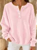 Sudadera con capucha de forro polar informal holgada, top casual de manga larga con botones y cuello Henley para mujer, transfronterizo europeo y americano, 2026