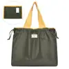 Bolsa de compras plegable portátil con cordón pretina protección del medio ambiente bolsa de hombro portátil de moda color sólido bolsa de supermercado para comestibles al por mayor