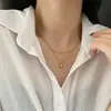 Colgante de guisante con diseño minimalista, cadena para clavícula de doble capa, acero de titanio, no se decolora, collar nuevo elegante y a la moda para mujer