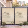 Nueva cortina a prueba de viento para barandilla de balcón con diseño "Mil Li de Ríos y Montañas" estilo chino, panel de privacidad para villa, cortina de lluvia impermeable y protectora de privacidad para terraza