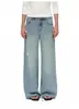 Jeans vintage lavados de corte recto A-line para hombre y mujer, pantalones casuales versátiles de pierna ancha estilo americano de moda