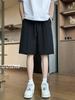 Pantalones Cortos de Traje de Seda de Hielo para Hombre Verano Delgados de Alta Gama Rectos Sueltos Talla Grande Modernos Pantalones Semi Casuales