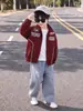 Q079 Chaqueta con Cremallera y Solapa para Niños para Primavera y Otoño, Chaqueta Holgada con Estampado de Letras Estilo Urbano, Moderna y Genial