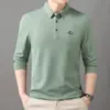 Camiseta Masculina de Manga Longa Estilo Novo Primavera 2026, Camisa Básica Fashion e Casual, Fina e Solta para Homens Jovens e de Meia-Idade, Roupa de Pai