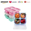 Lonchera Portátil Pequeña de Cuatro Compartimentos Lonchera de Paja de Trigo de 4 Compartimentos Frutas Bocadillos Bocadillos Nueces Caja de Conservación para Refrigerador Ensalada