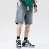 Shorts Jeans Rasgado Lavado Vintage Casual Cool Estilo Americano para Homens, Corte Reto Solto Calças de 5 Pontos da Moda Marca