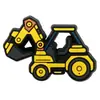 Diapositivas de zapato de vehículo de construcción de dibujos animados amarillos, Accesorios de zapato DIY de vehículo excavadora, Hebillas de zapato de goma suave de PVC