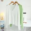 Chal modal para exteriores, ropa de protección solar, cárdigan de verano para mujer, camisa holgada con cuello en V y aire acondicionado, blusa corta, abrigo fino, top