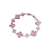 Pulsera con Cierre de Flor de Cuatro Pétalos de Circonita Vintage Moda para el Trabajo Simple Versátil Pulsera Lujo Ligero Nicho Tendencia Nacional Joyería para Mujeres