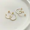 Brincos de Pino Quadrados Banhados a Ouro 14K com Preservação de Cor Novos Pinos de Orelha em Forma de C Simples Feitos à Mão DIY Materiais para Joias Acessórios