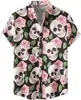 Camisa Casual de Manga Curta com Gola Nova para Homem Amazon Transfronteiriça Camisa com Estampa 3D de Halloween Tops Masculinos e Femininos