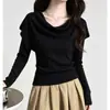 Suéter de tricô cinza escuro estilo francês com gola alta e mangas compridas + cachecol conjunto de duas peças para outono novo feminino