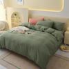 Conjunto de Roupa de Cama de Quatro Peças de Cor Sólida Simples Japonês Lençol de Cama com Textura Capa de Edredom de Algodão Lavado Conjunto de Três Peças para Dormitório Venda por Atacado