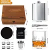 Set Exclusivo de Whiskey Transfronterizo, Petaca de Acero Inoxidable, Piedras para Enfriar Vino, Caja de Regalo de Madera, Juego de Copas Clásico
