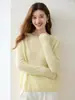 Suéter de cachemira con textura de onda de agua para mujer, cuello redondo, tejido de punto fino holgado, suéter versátil, suave y liso, manga larga, cárdigan de punto suave y liso