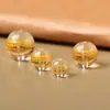 Cuentas de Imitación de Cristal Blanco Natural al por Mayor con Cinco Sutras, Grabado Estampado en Oro, Cuentas Redondas, Accesorios Semi-Terminados para Joyería DIY