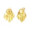 Pendientes Europeos y Americanos de Nuevo Estilo Elegantes Retro Patrón de Ola Forma de Abanico de Metal Pendientes de Alta Gama Lujo Ligero Distintivos Pendientes Pendientes
