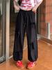 Pantalones casuales con lazo gris claro de estilo retro para mujer, ropa de trabajo fina de verano, pantalones largos holgados de pierna ancha y rectos para bailar